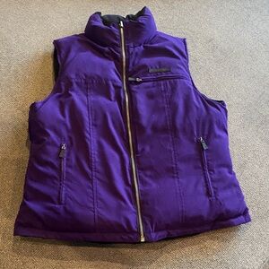 Lauren Ralph Lauren Reversible Deep Purple & Black Puffer Vest Women sz Lg